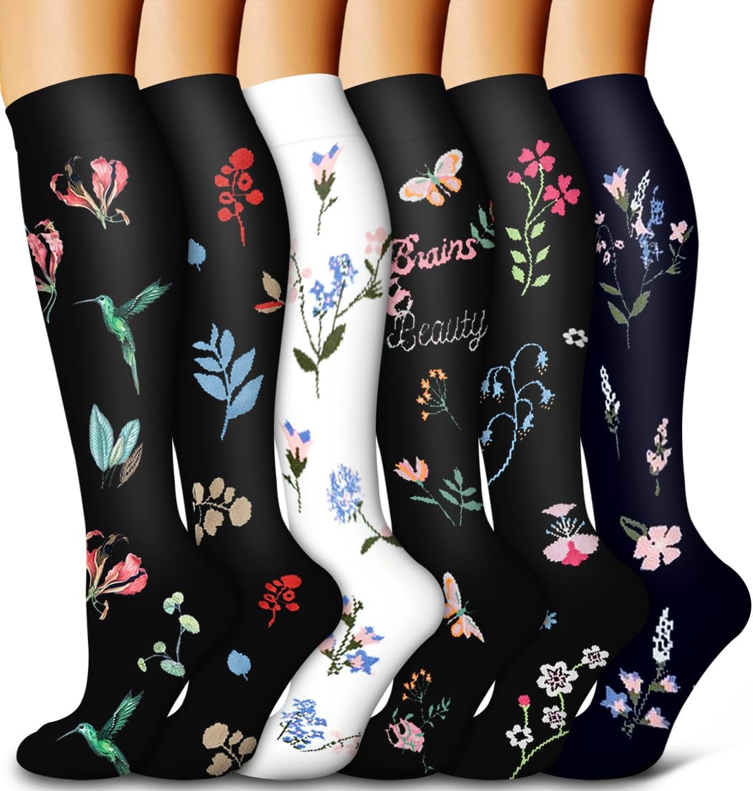 6 Pack of Compression Socks for Women and Men