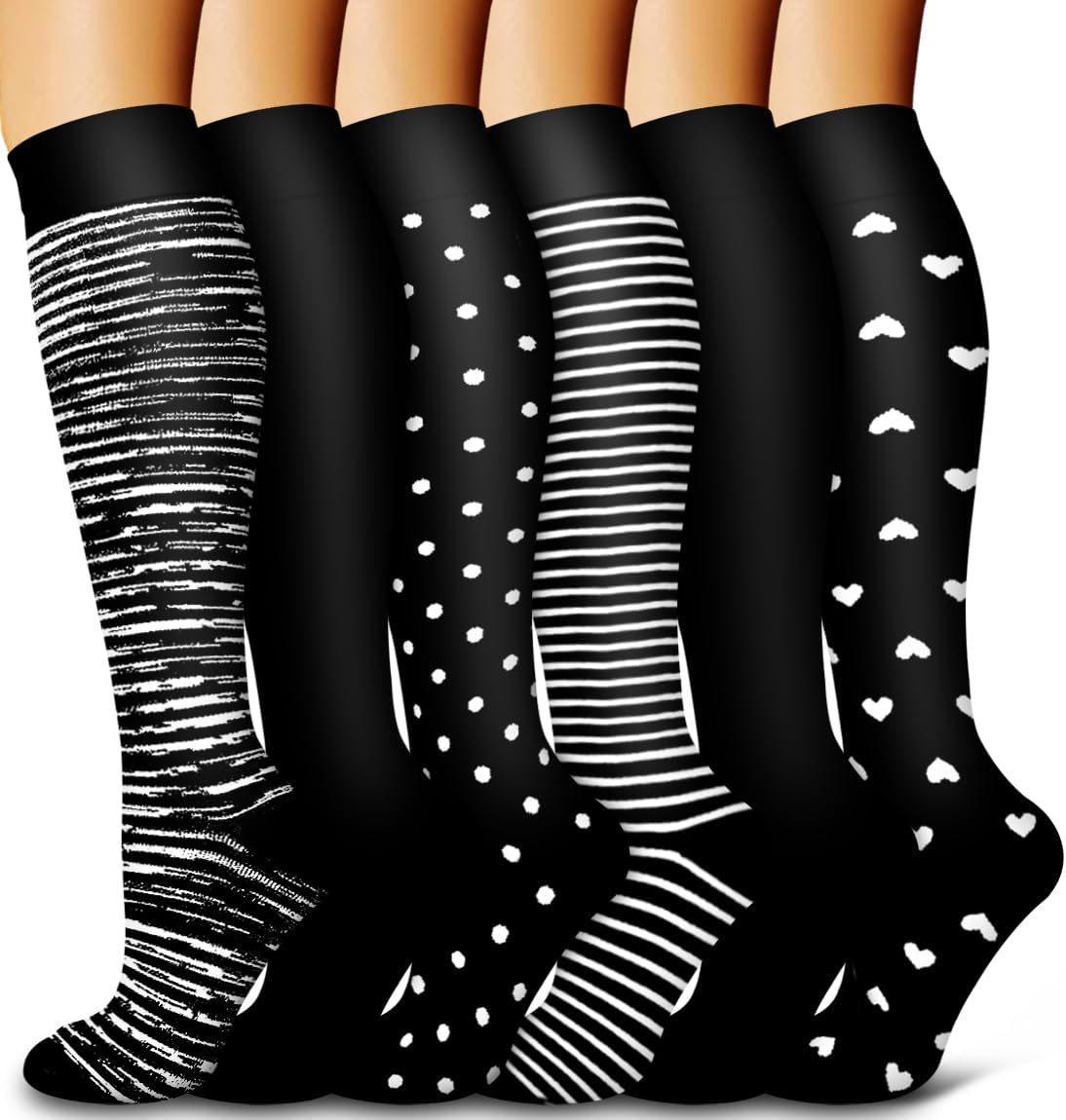 6 Pack of Compression Socks for Women and Men