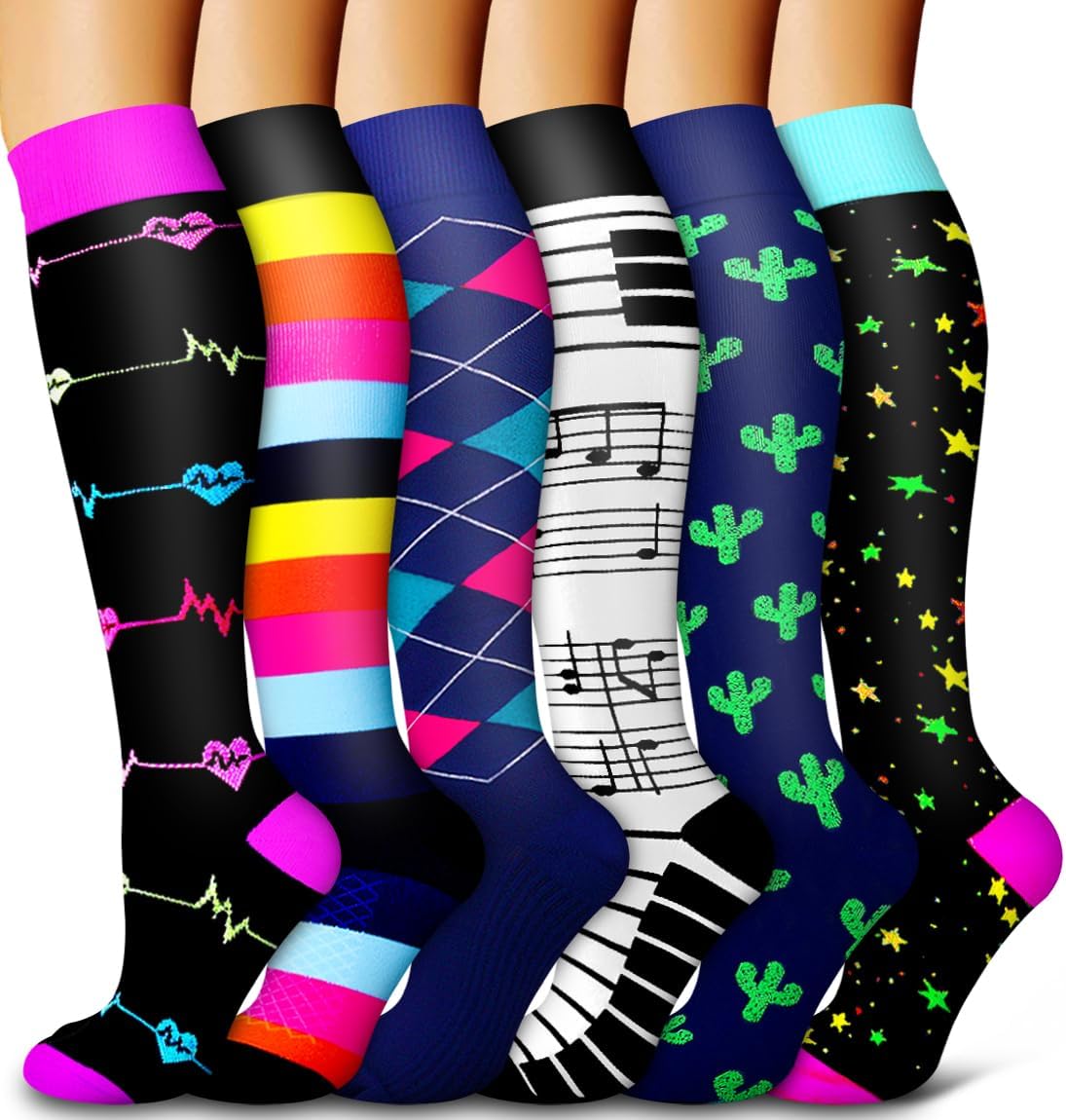 6 Pack of Compression Socks for Women and Men