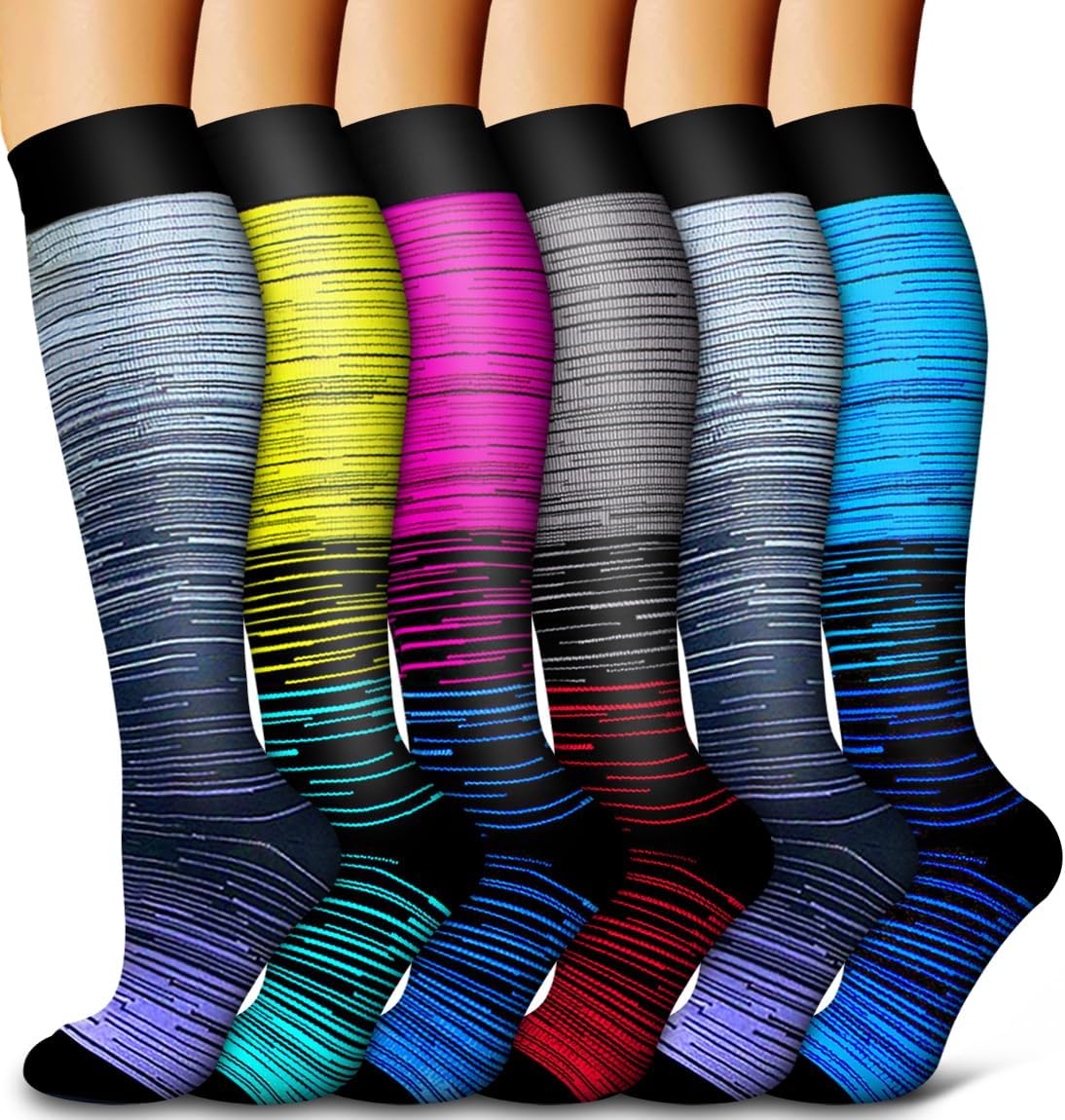 6 Pack of Compression Socks for Women and Men