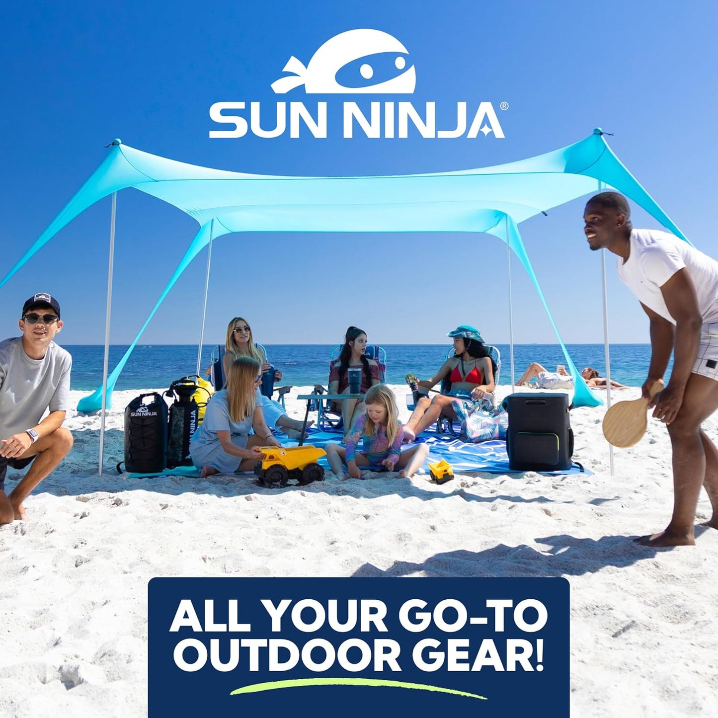 SUN NINJA Folding Beach Chair with Headrest Pillow
